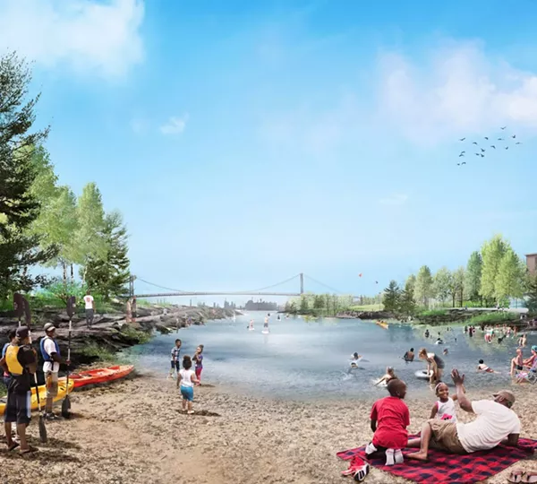 Part of proposed design for West Riverfront Park. - Detroit RiverFront Conservancy