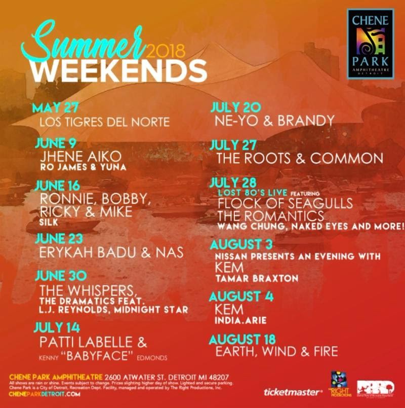 The Summer Weekends 2018 lineup from Chene Park. - Courtesy photo