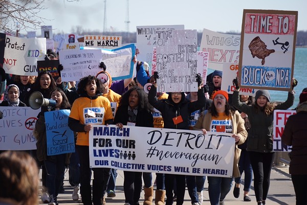 Detroit students march along the Detroit River on Saturday, March 24 to protest gun violence. - Jay Jurma