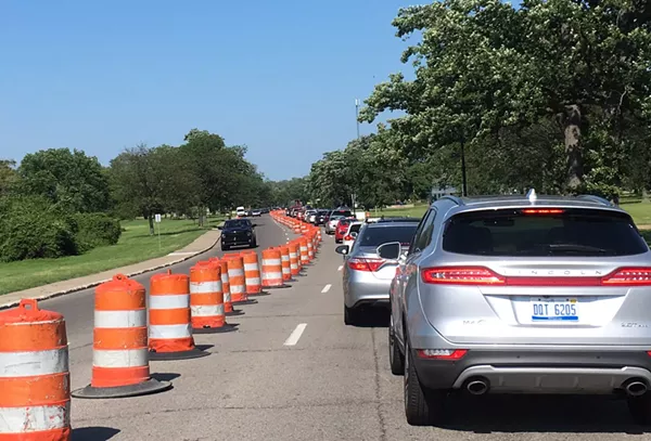 One of many 2017 traffic jams on Belle Isle. - Moira Fracassa