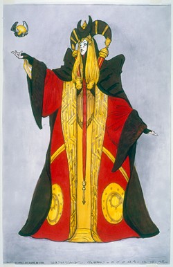 Concept art of Queen Amidala’s Senate Gown in Star Wars: The Phantom Menace. - 2018 Lucasfilm Ltd.