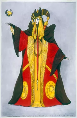 Concept art of Queen Amidala’s Senate Gown in Star Wars: The Phantom Menace. - 2018 Lucasfilm Ltd.