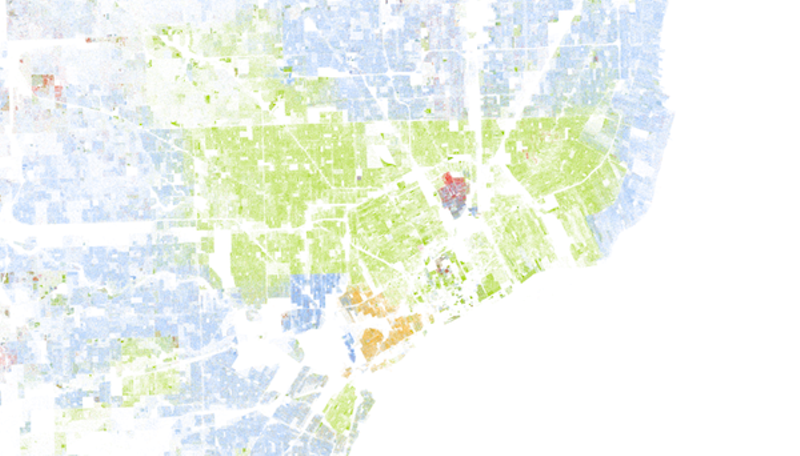 The last time we saw how segregated metro Detroit was, it was visualized courtesy of the Racial Dot Map. - Screencap courtesy Racial Dot Map, created by Dustin Cable