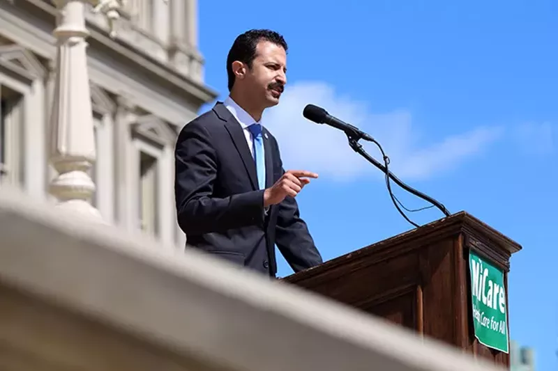 Rep. Yousef Rabhi (D-Ann Arbor) unveils his plan to provide universal health coverage for Michiganders. - COURTESY PHOTO