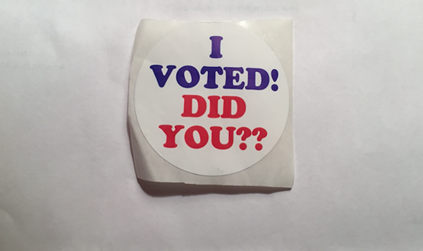 A voter sticker from a polling precinct in Detroit. - VIOLET IKONOMOVA