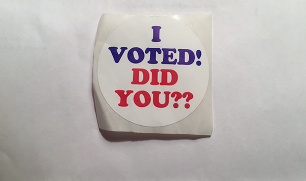 A voter sticker from a polling precinct in Detroit. - Violet Ikonomova