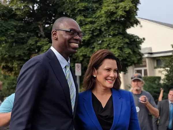 Gretchen Whitmer and running mate, Garlin Gilchrist II. - via Twitter user @jonathanoosting