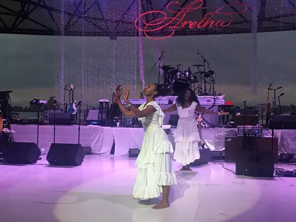 Longtime Aretha Franklin choreographer Lisa McCall (back) created a routine in honor of the legendary songstress. - Violet Ikonomova