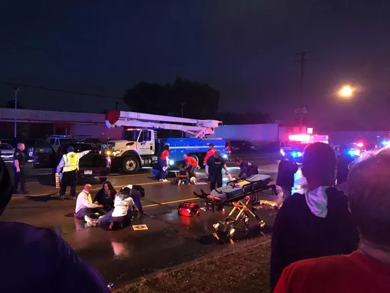 The scene in Flint this morning when a truck drove through a Fight for $15 protest. - via Twitter