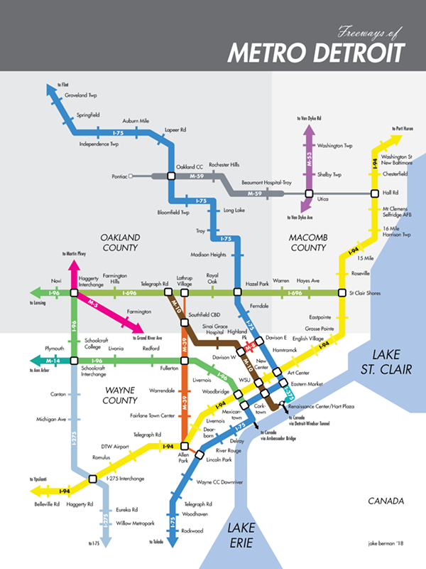 Here's what Detroit's freeways would look like as a subway map (2)