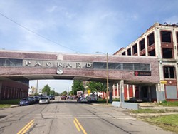 The Packard Plant bridge in its former glory. - LEE DEVITO