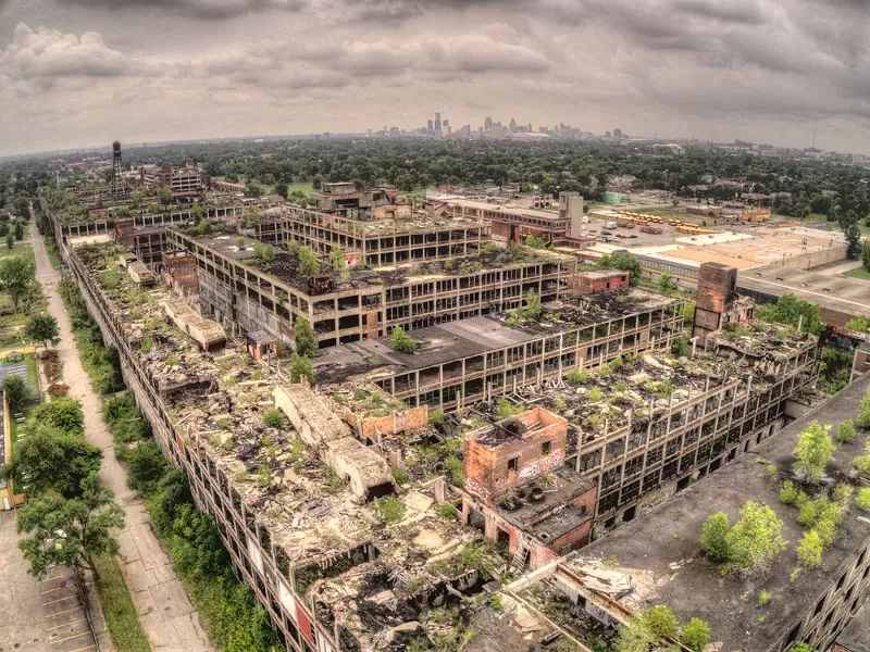 Aerial view of the Packard Plant. - Jacob Boombsa/Shutterstock