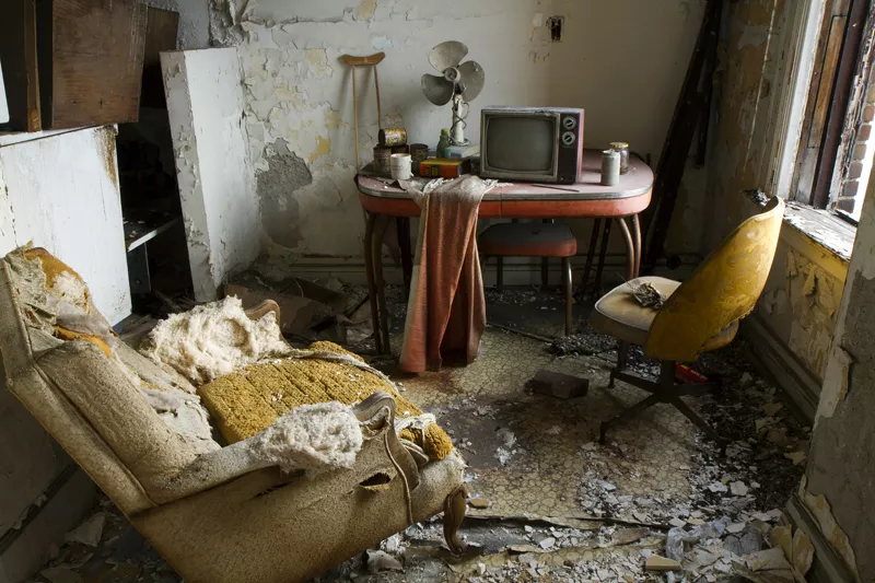 Deteriorating interior of the Lee Plaza. - Steve Neavling