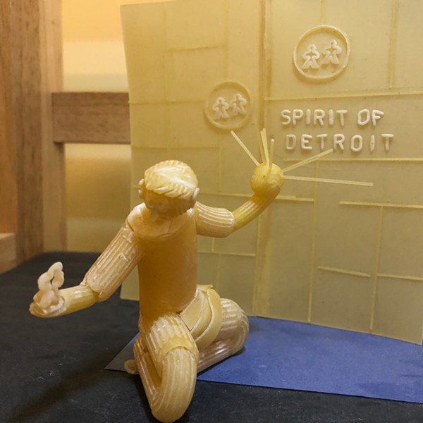 Russian artist makes 'Spirit of Detroit' sculpture out of pasta (2)