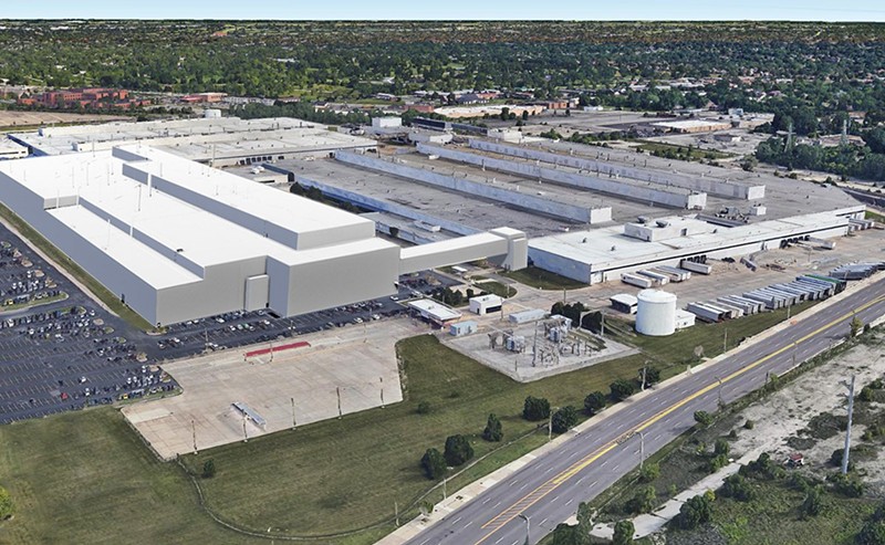 Rendering of the proposed Fiat Chrysler Automobiles assembly plant. - CITY OF DETROIT