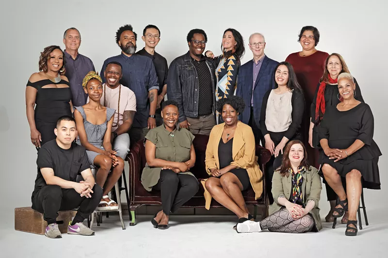 2019 Kresge Artist Fellows, pictured left to right: Front row: Kikko Paradela, Cherise Morris, Nandi Comer, Tyanna Buie, Kristen Gallerneaux, Madelyn Porter; Second row: Anita Bates, Tylonn J. Sawyer, Mariam Ezzat, Alise Alousi; Third row: Tom Stoye, Rashaun Rucker, Jack Cheng, Darryl DeAngelo Terrell, Cybelle Codish, Bill McGraw, Diana J. Nucera - Noah Stephens