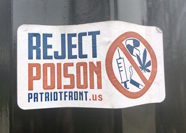 Patriot Front sticker along Woodward Avenue in Detroit. - Steve Neavling