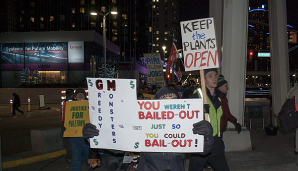 UAW workers and supporters held a candlelight vigil earlier this year after General Motors announced it will close five North American plants, including Detroit-Hamtramck Assembly. - Lee DeVito