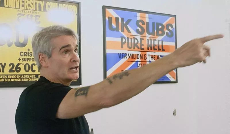 Henry Rollins pointing. - Courtesy of Punk the Capital: Building a Sound Movement [in Washington D.C.]