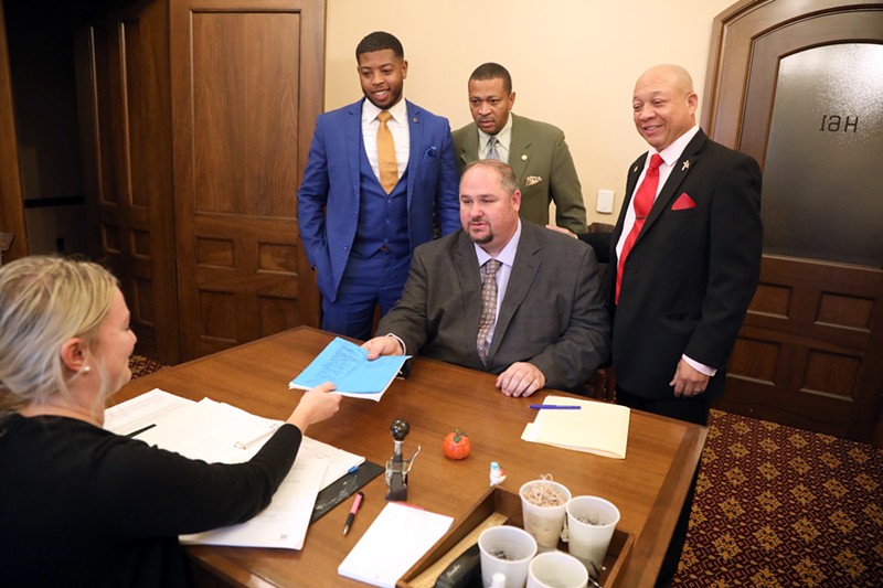 Reps. Isaac Robinson (front), Jewell Jones (left), Tyrone Carter (center), and Sheldon Neeley. - REP. ISAAC ROBINSON