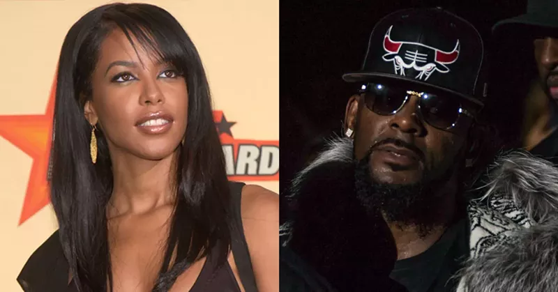 Aaliyah in 2001. R. Kelly in 2016. - Jamie Lamor Thompson | Featureflash Photo Agency (Shutterstock.com)