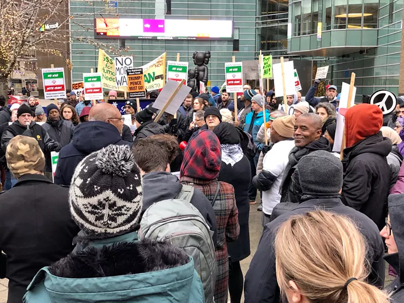 Anti-war protesters gathered in Detroit on Saturday. - Steve Neavling