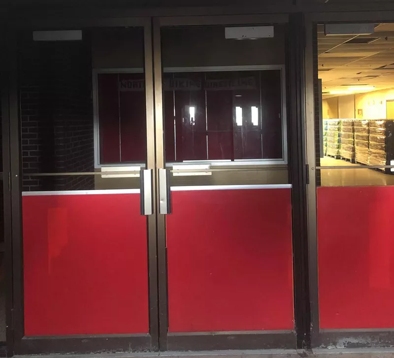 Cases of water inside Flint Northern High School, which closed in 2014. - Anonymous via Todd Farnum