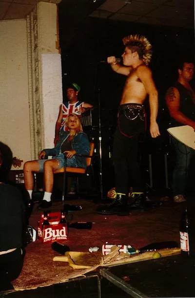 Rawn Beauty onstage with Cold As Life at what appears to be Graystone Hall in the 1980s. - Photo courtesy Mike “The Gook” Couls, Cold As Life