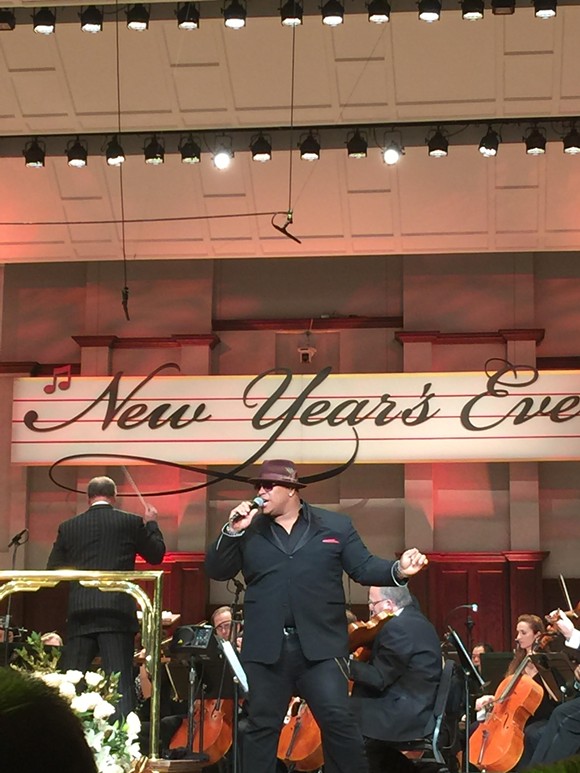 Michael Lynche takes the stage with the Detroit Symphony Orchestra at the New Year's Eve Bash 2016 at the Max M. Fisher Music Center.