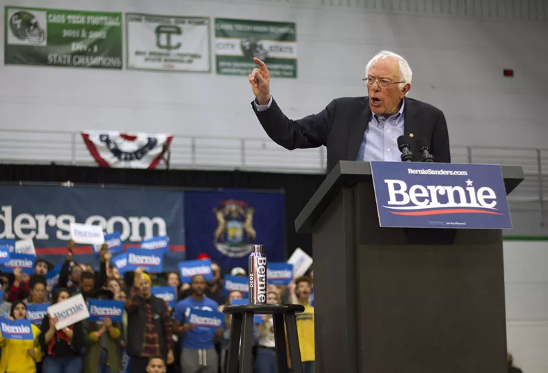 Bernie Sanders speaking at Cass Tech High School in October. - Steve Neavling