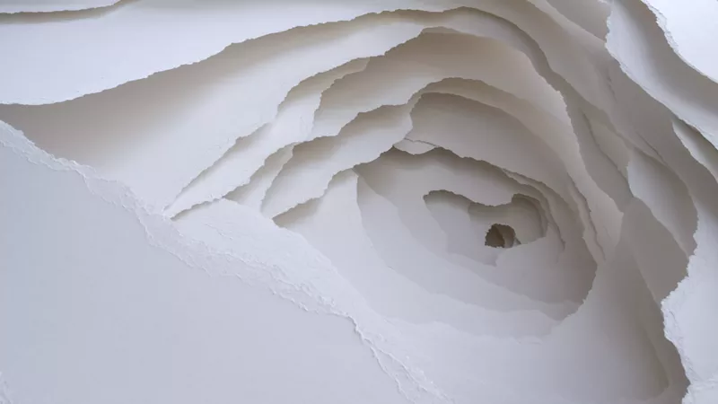 Artist Angela Glajcar creates trippy, otherworldly works of art using just torn paper K.OSS Contemporary Art