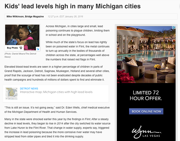 What's wrong with the piece about 'high lead levels' across Michigan