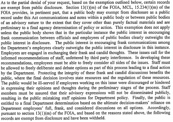 Flint FOIA request denied because public interest is less important than reputations