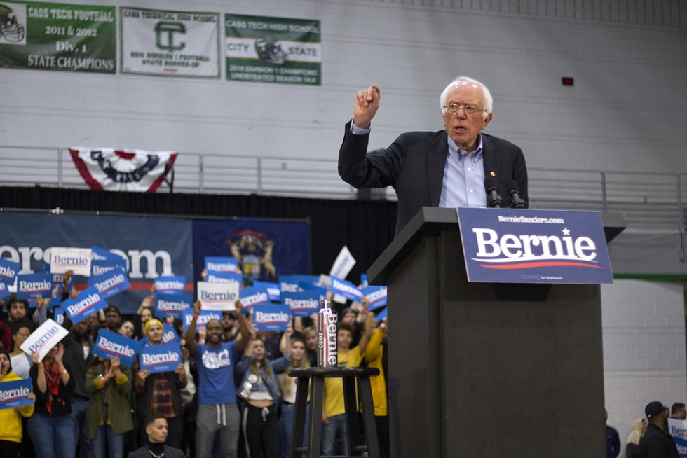 Bernie Sanders at a rally at Detroit’s Cass Technical High School in 2019. - Steve Neavling