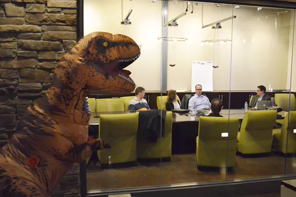 Here's what happened when a T-rex came to our offices