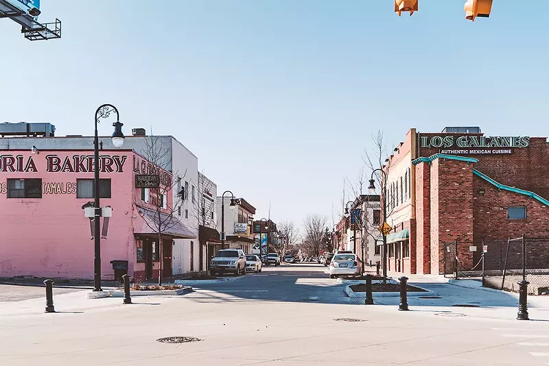 Mexicantown’s new streetscape has a plaza-like feel. - Xavier Cuevas