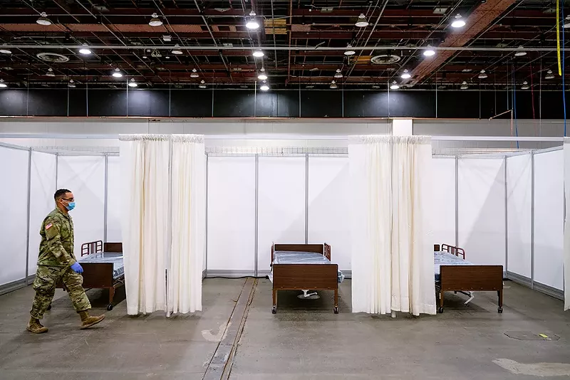The U.S. Army Corps of Engineers converted the TCF Center (formerly Cobo Center) in downtown Detroit into a 1,000-bed field hospital, which is expected to begin serving COVID-19 patients on Thursday. - Courtesy of TCF Center