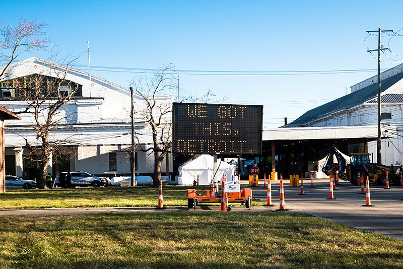 A sign outside of Detroit's drive-through coronavirus testing facility at the former State Fairgrounds. - COURTESY OF THE CITY OF DETROIT