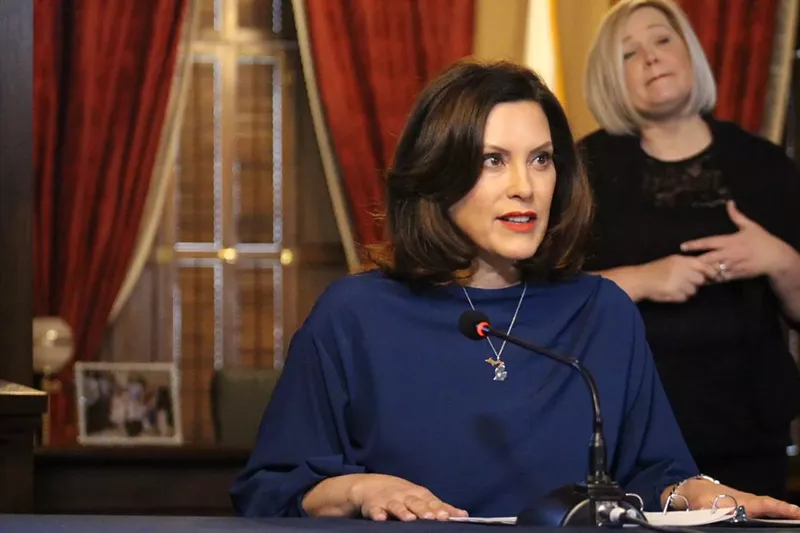 Gov. Gretchen Whitmer at past press conference. - State of Michigan