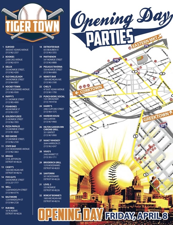 Here's a map of Detroit Tigers Opening Day parties