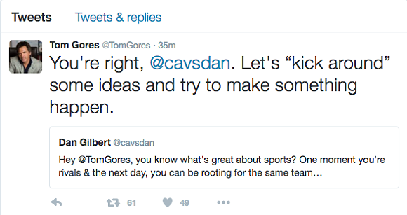 Some see soccer symbiosis in Gores-Gilbert tweets