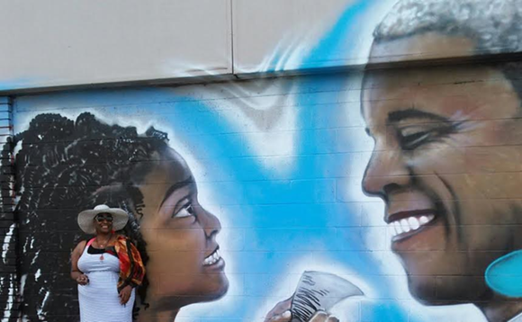 President Obama and Little Miss Flint featured in mural