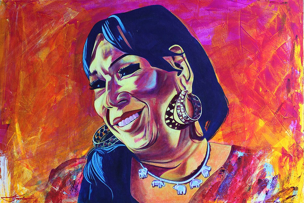 “Portrait of Lorena Borjas” by Jacinto Herrera. Lorena Borjas was a Mexican-American transgender and immigration activist; she died from COVID-19 on March 30, 2020. - COURTESY OF THE ARTIST