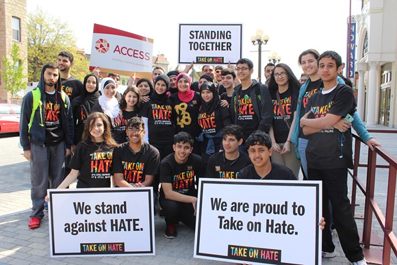 TAKE ON HATE volunteers during a march in Washington DC. The Campaign is a project of the National Network for Arab American Communities (NNAAC), one of ACCESS’ three national programs.