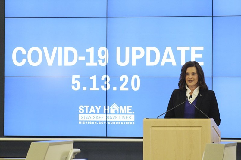 Gov. Gretchen Whitmer at a news conference Wednesday. - STATE OF MICHIGAN