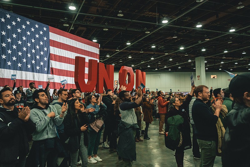 Thousands of people attended a rally for presidential candidate Bernie Sanders at Detroit's TCF Center on Friday, March 6. Within weeks, the center was transformed into a field hospital for COVID-19 patients. - JOHN SIPPEL