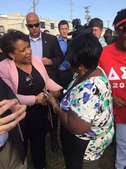 Attorney General Loretta Lynch at a National Night Out event Tuesday on Detroit's west side. - Courtesy @TheJusticeDept on Twitter