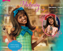 SCREEN CAPTURE OF THE MELODY ELLISON PAGE ON AMERICAN GIRL DOLL'S WEBSITE