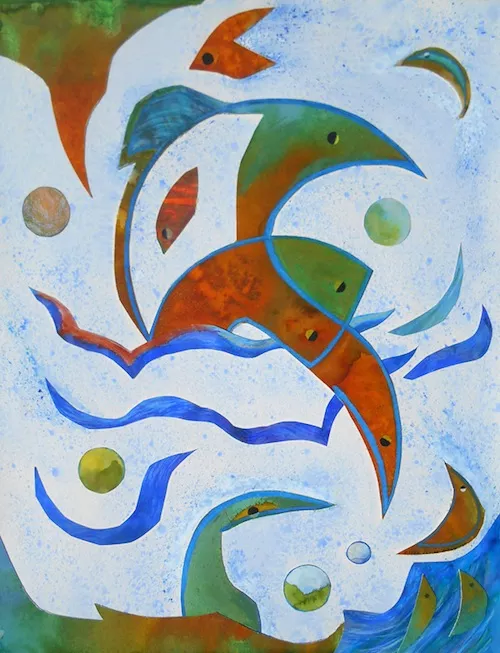 Eloise Hirlemann's "Developing Sea Creatures" – mixed media. - Courtesy Northville Art House