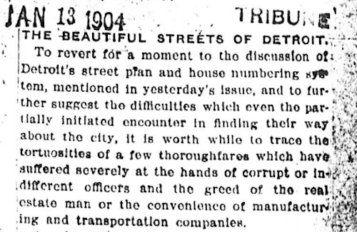 A Detroit article from 1904 rails against city's crazy street grid